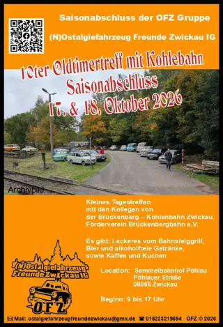 Event: 10. Oldtimertreff mit Kohlebahn OFZ Saisonabschluss 2026